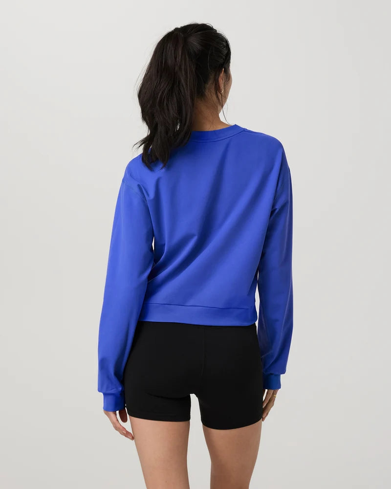 vuori Women's Halo Modern Crew in Electric Blue