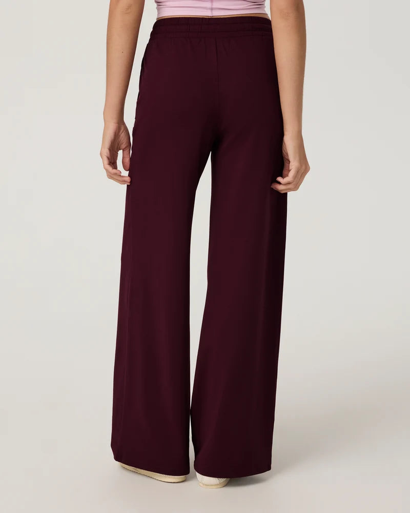 vuori Women's Halo Essential Wideleg Pant in Cherry Noir