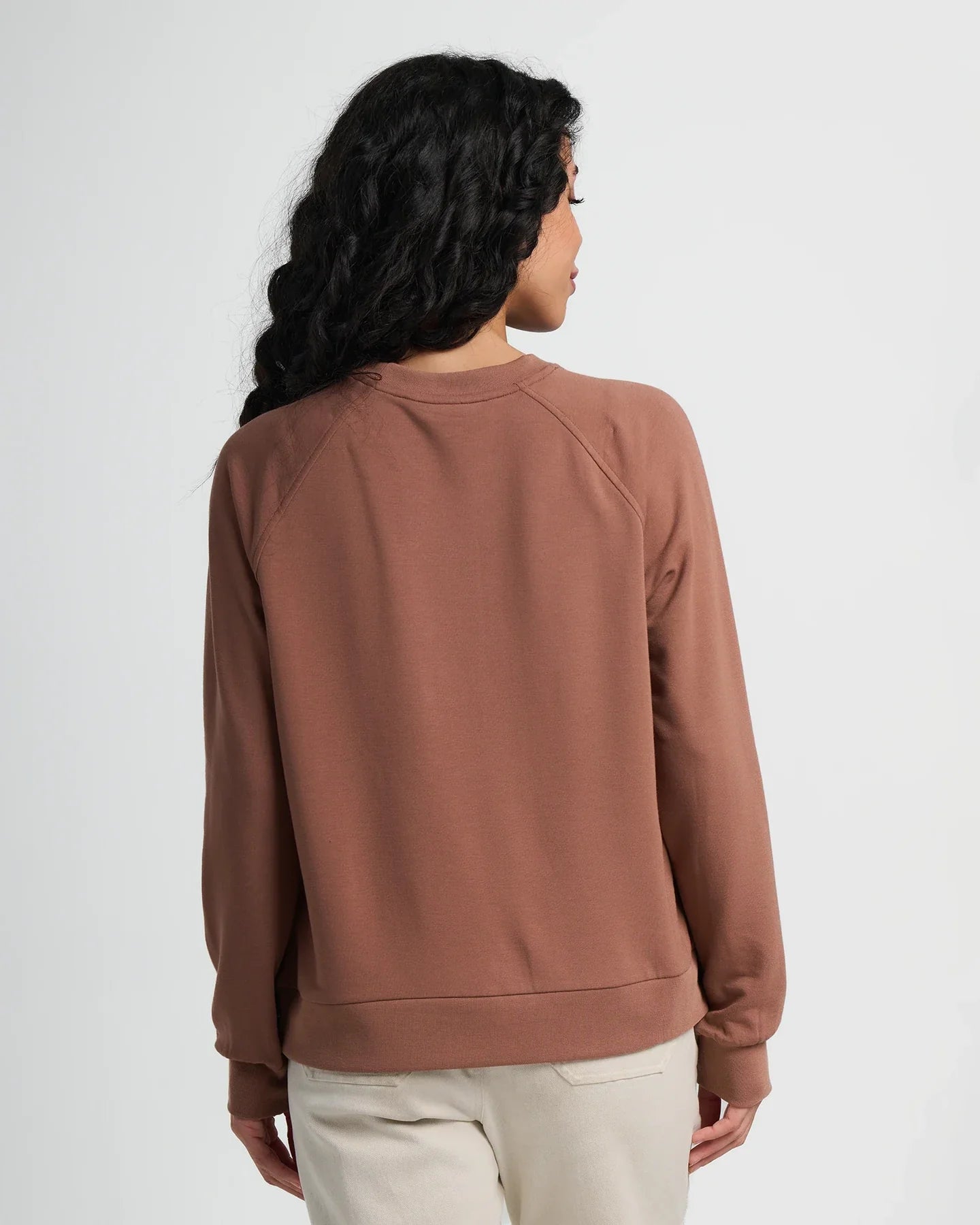 Free Fly Women's Bamboo Lightweight Fleece Crew in Nutmeg