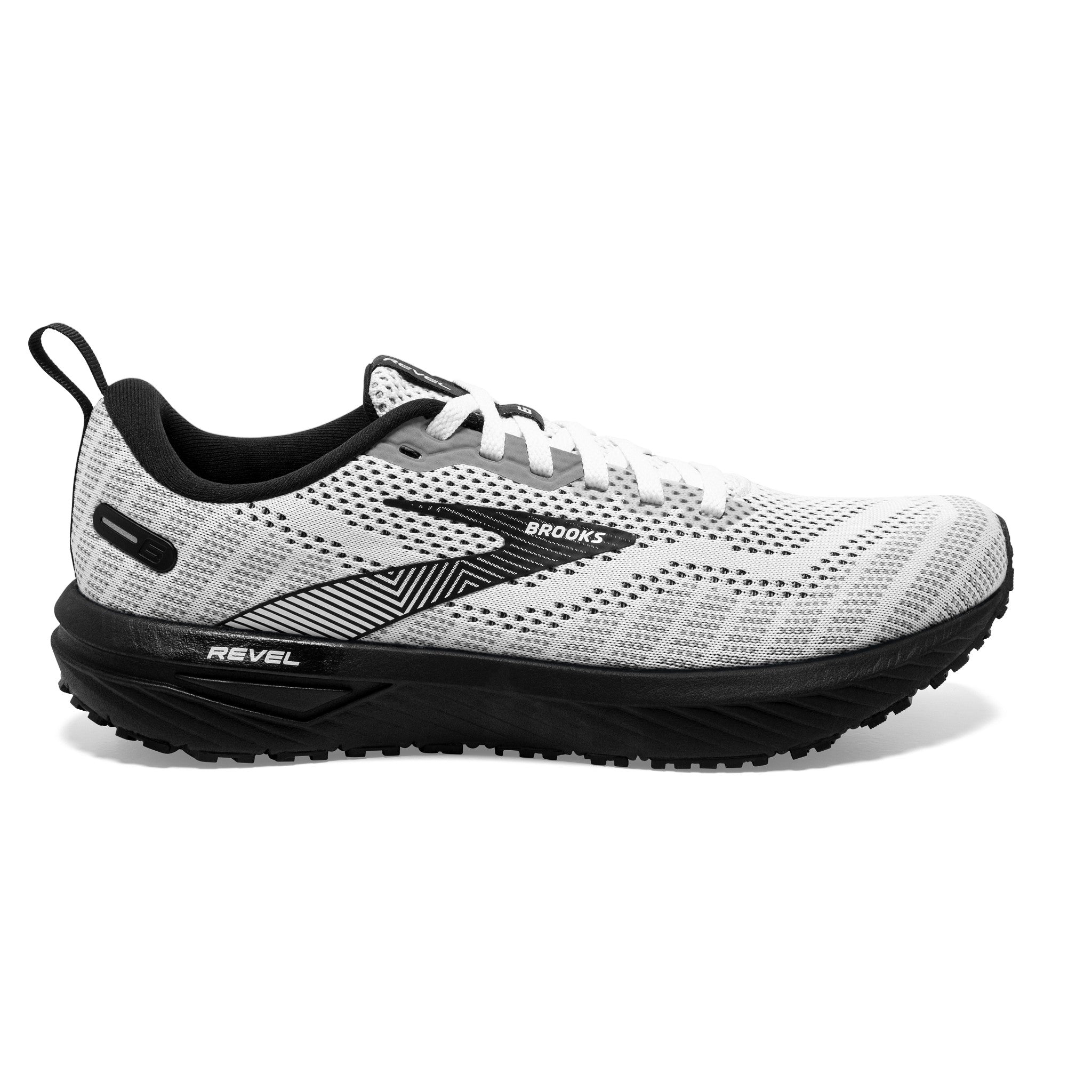 Men's Brooks Revel 6 Road Running Shoe in White/Black