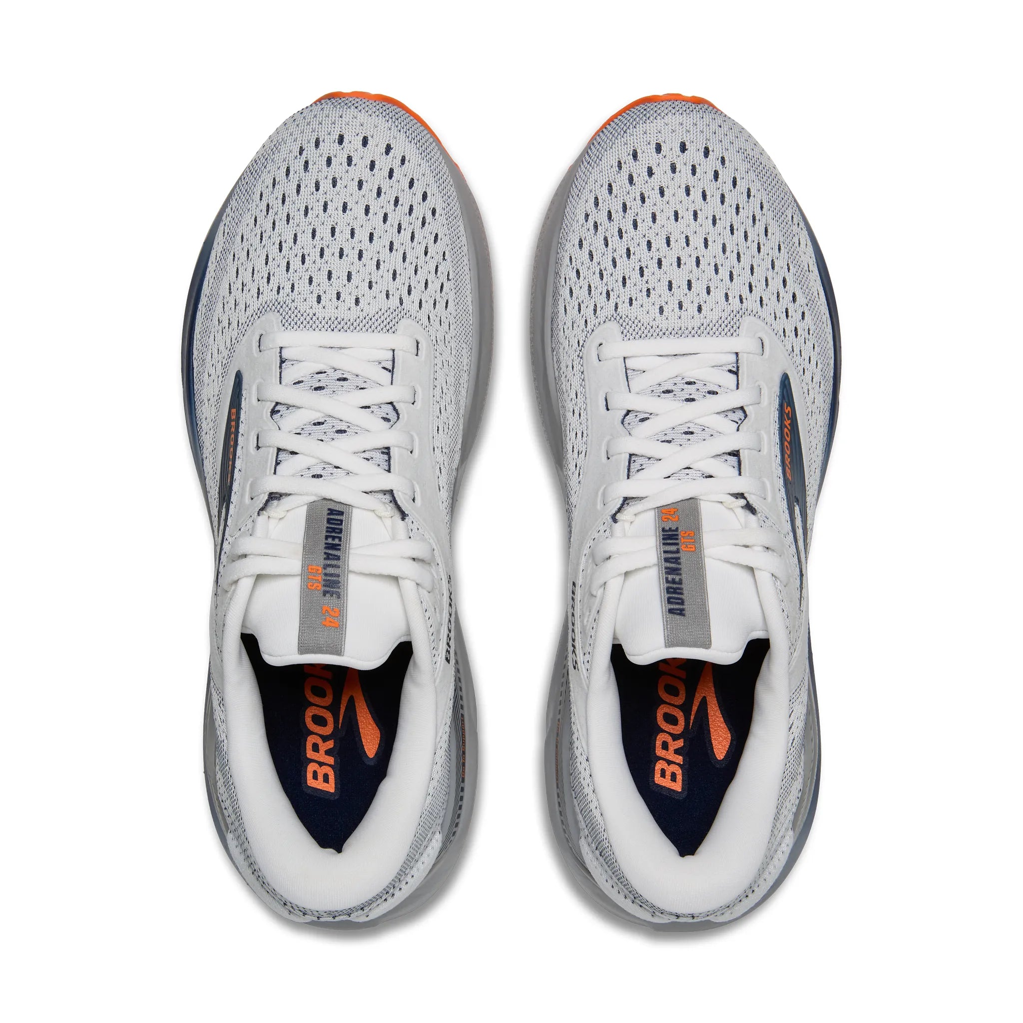 Men's Brooks Running Adrenaline GTS 24 Road Running Shoe in White/Peacoat/Alloy