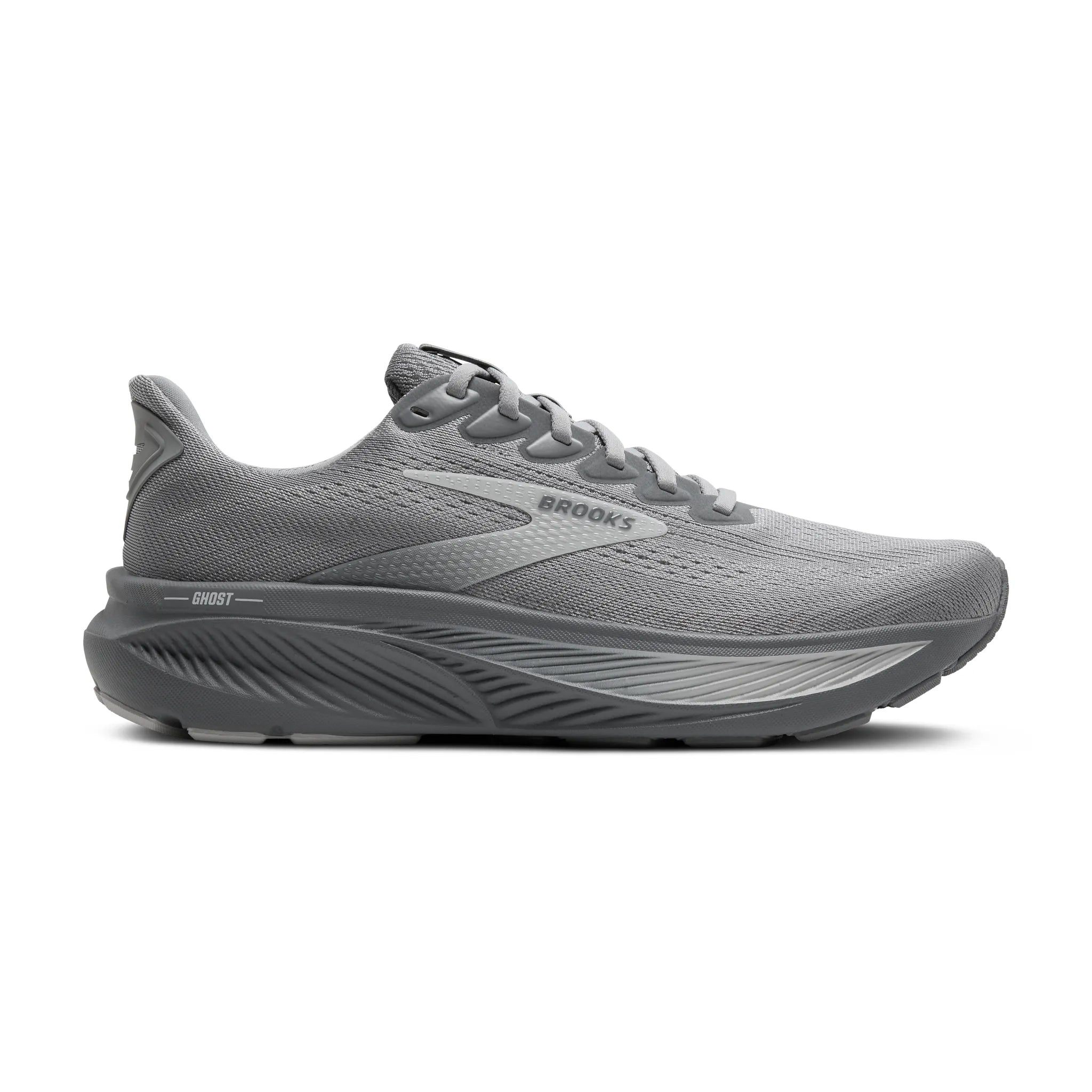 Men's Brooks Ghost 17 Road Running Shoe in Primer Gray/Oyster Mushroom