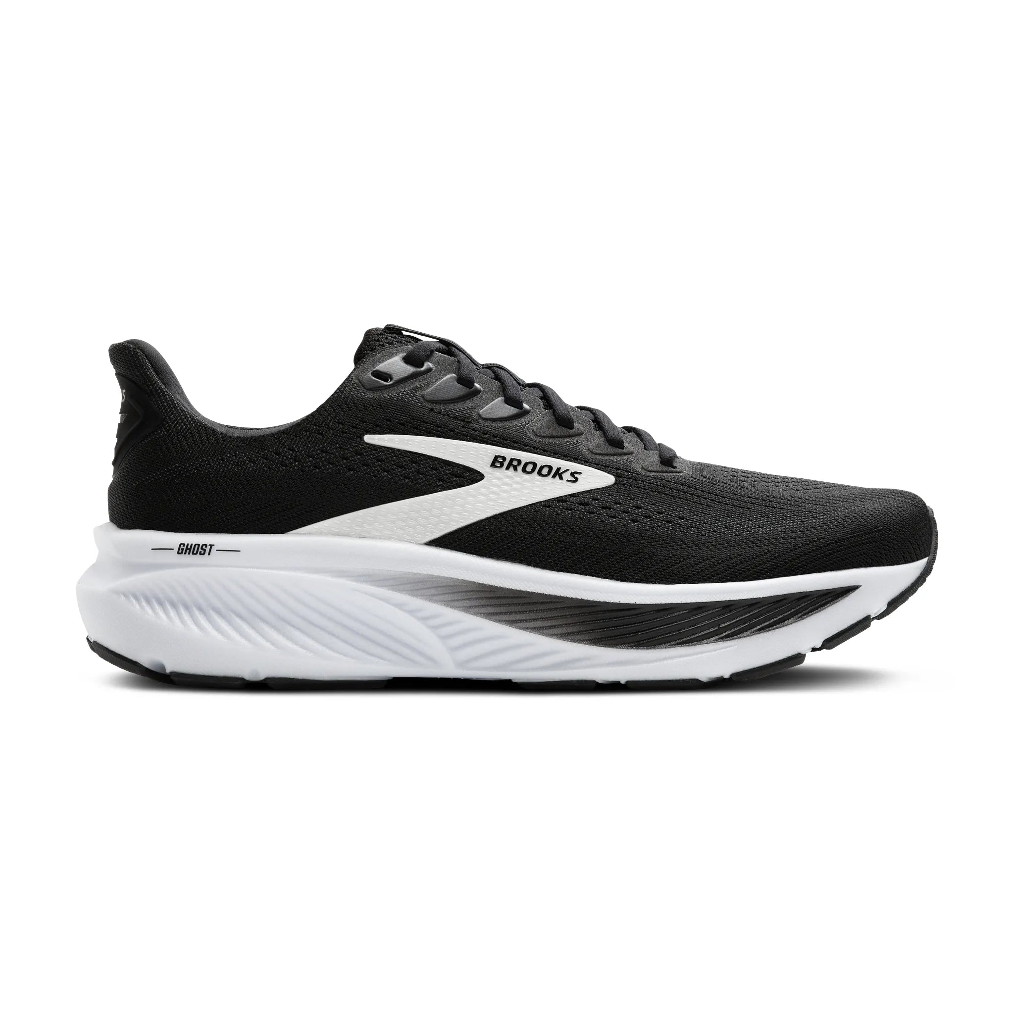 Men's Brooks Ghost 17 Road Running Shoe in Black/Grey/White