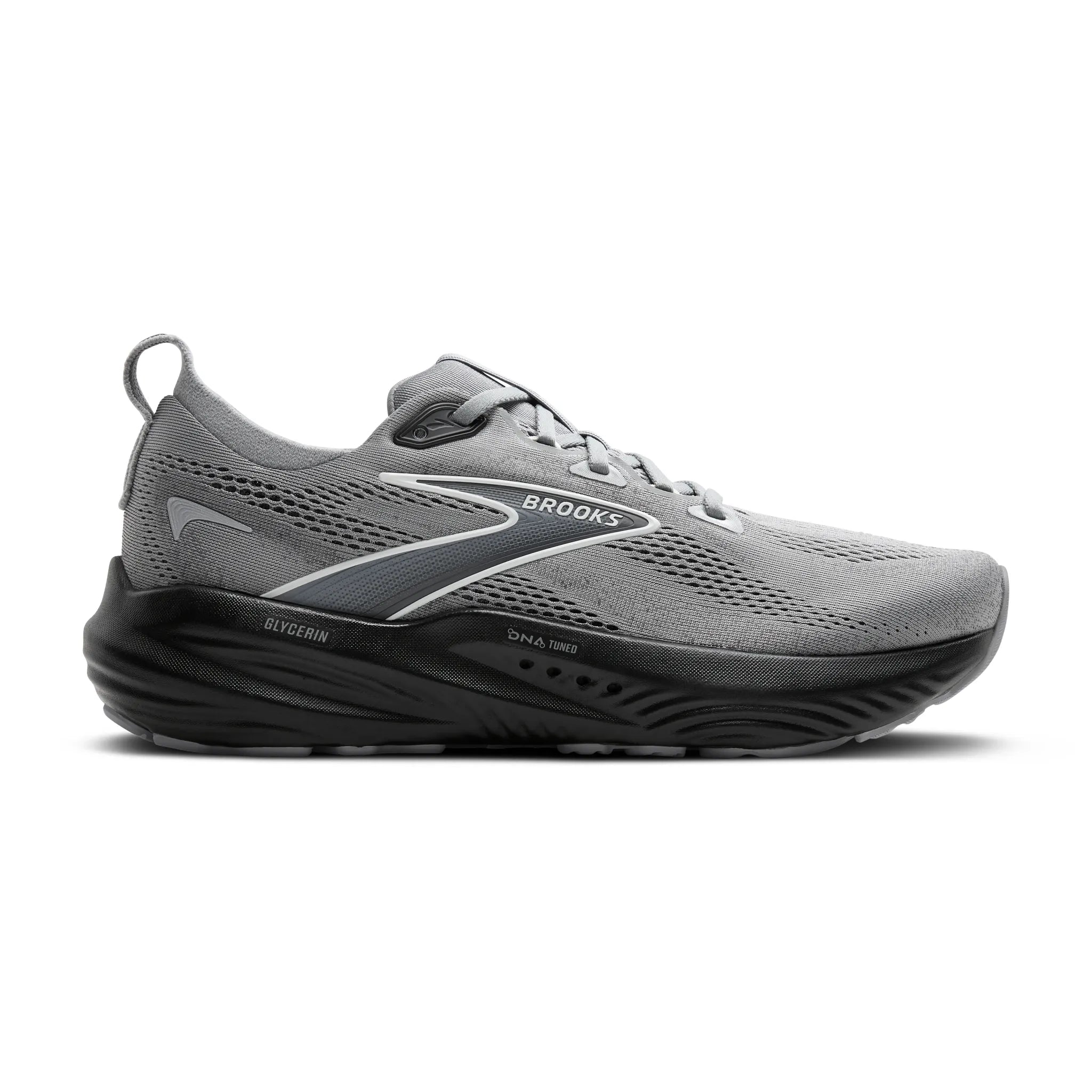 Men's Brooks Glycerin 22 Road Running Shoe in Primer Gray/Ebony/Bluewash