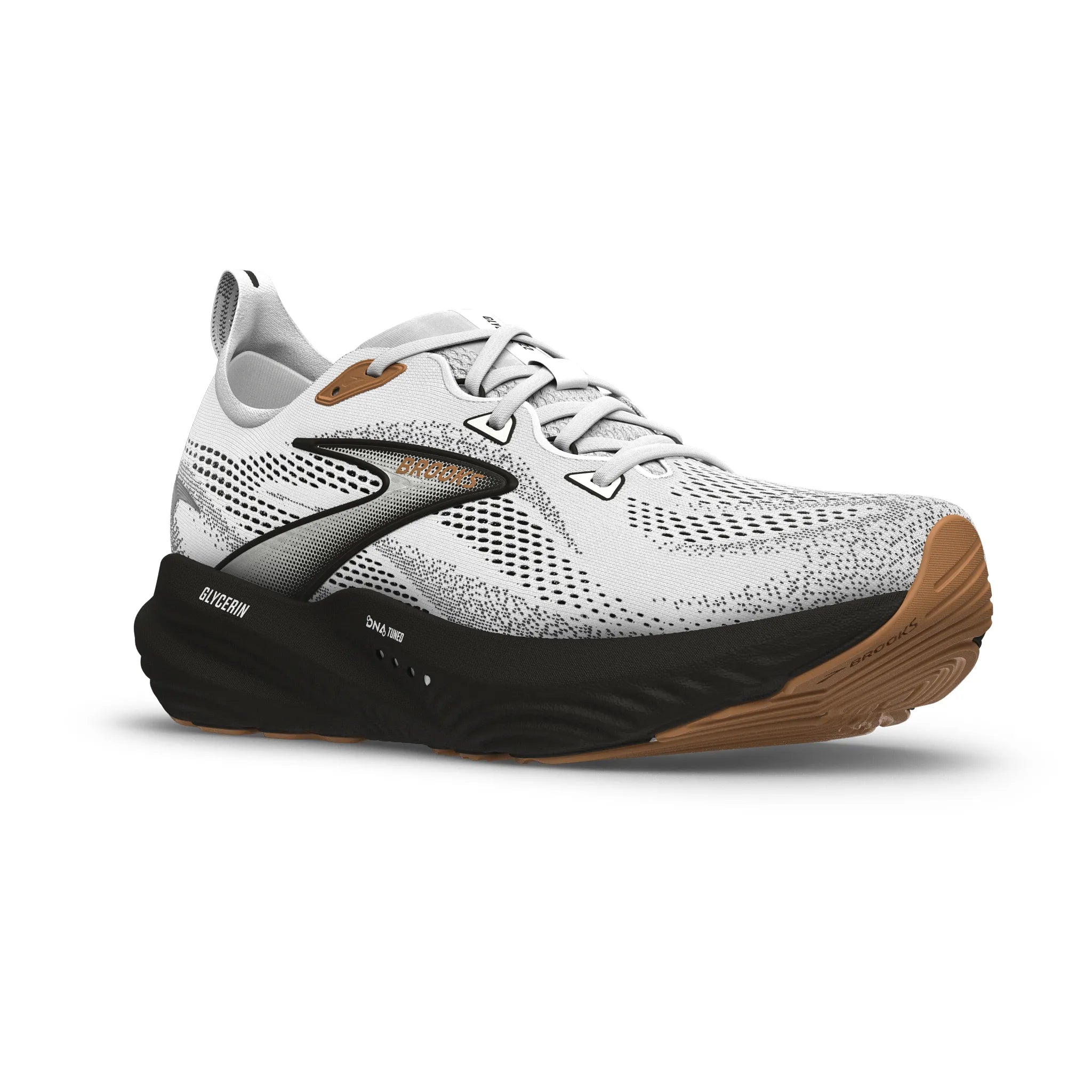 Men's Brooks Glycerin 22 Road Running Shoe in White/Grey/Black