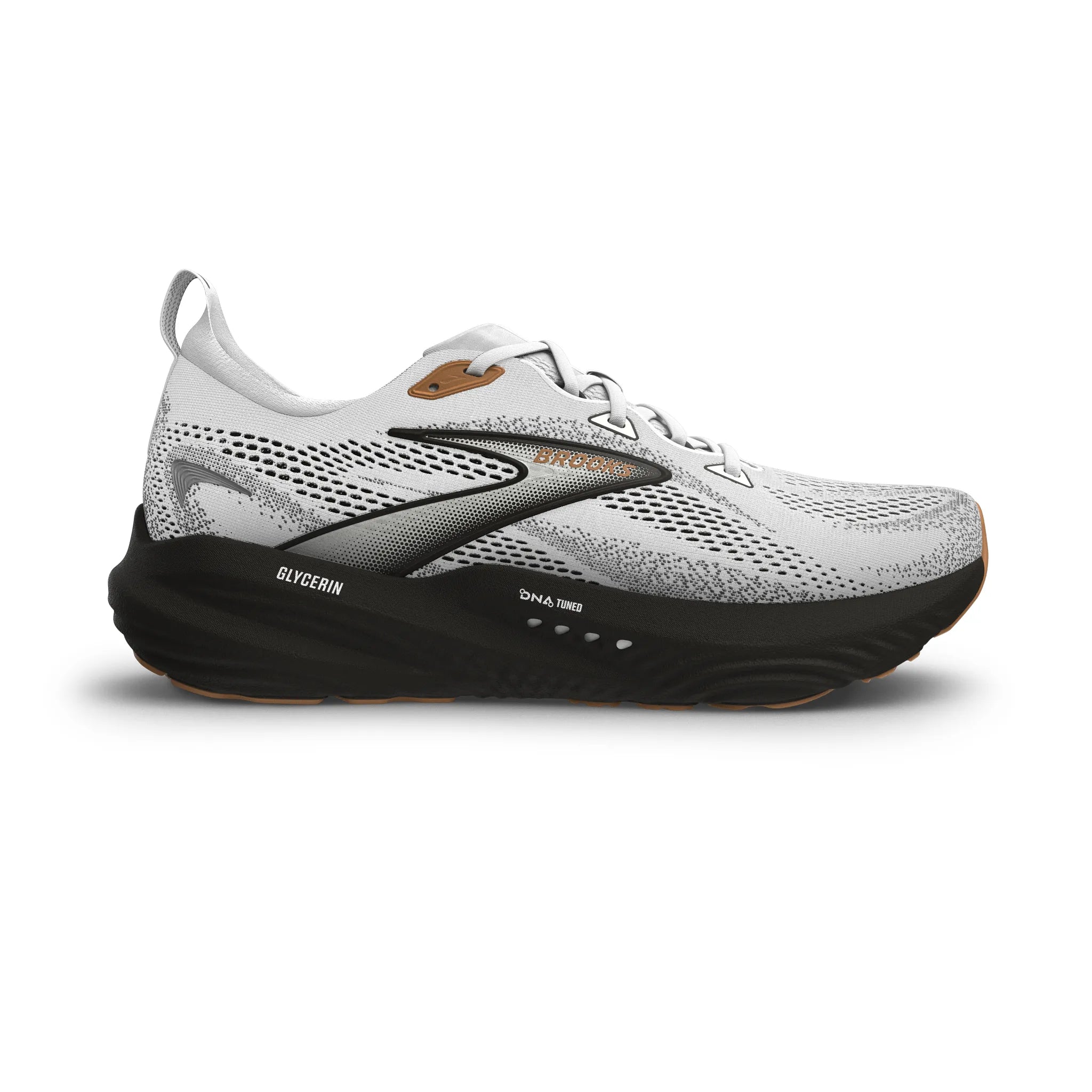 Men's Brooks Glycerin 22 Road Running Shoe in White/Grey/Black