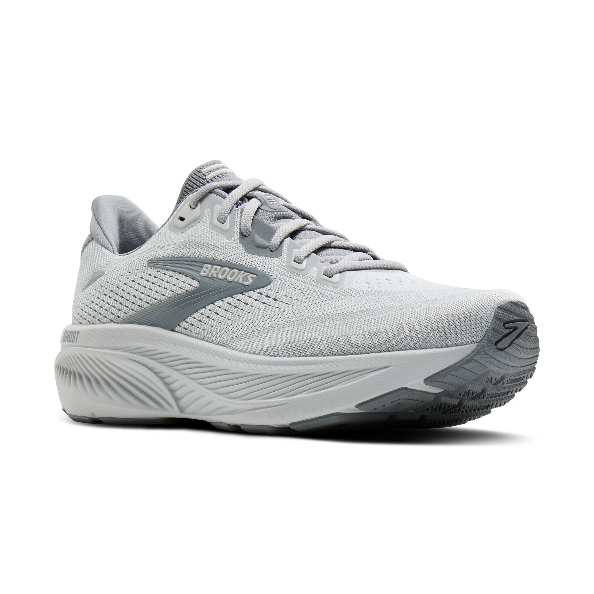 Men's Brooks Running Ghost 18 Road Running Shoe in Primer Grey/Oyster Mushroom