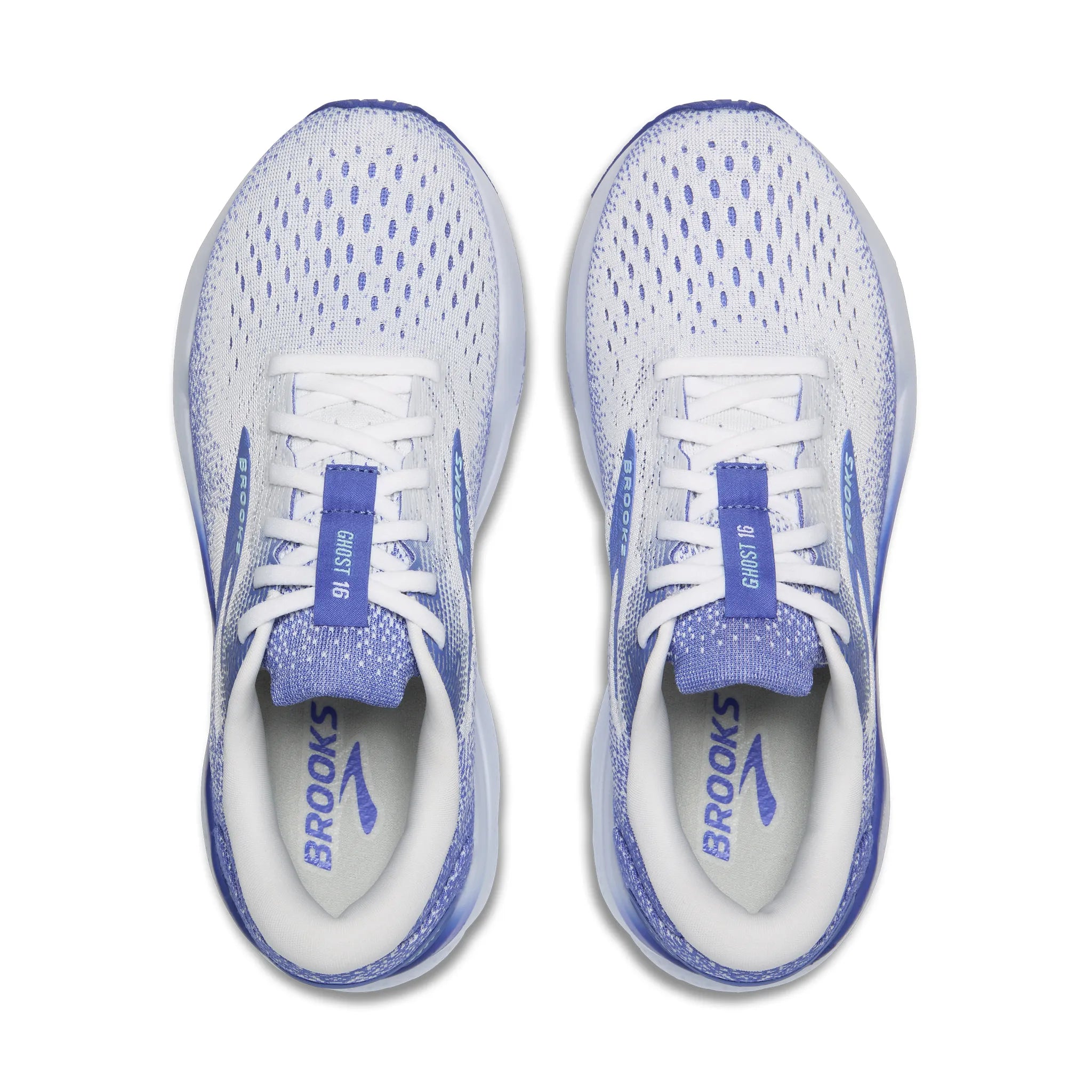 Women's Brooks Ghost 16 Road Running Shoe in White/Amparo Blue/Limpet Shell