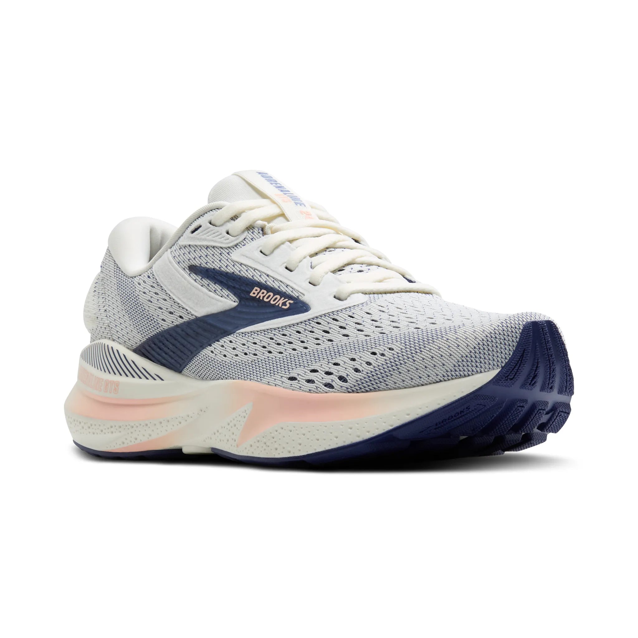 Women's Brooks Running Adrenaline GTS 24 Road Running Shoe in Grey/Blue Ribbon/Peach