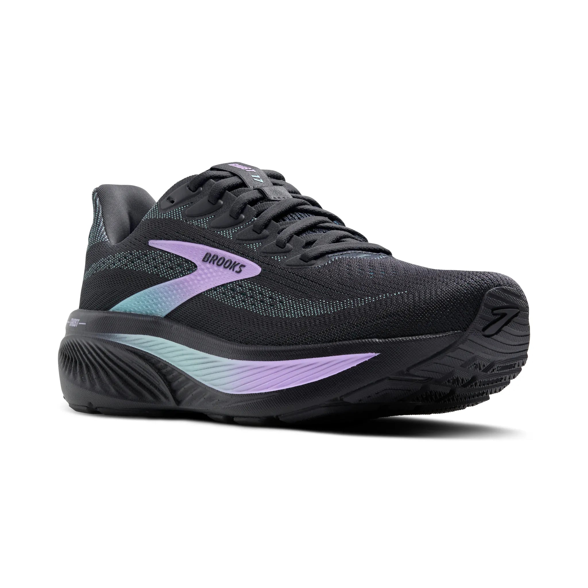 Women's Brooks Ghost 17 Road Running Shoe in Grey/Clearwater/Purple