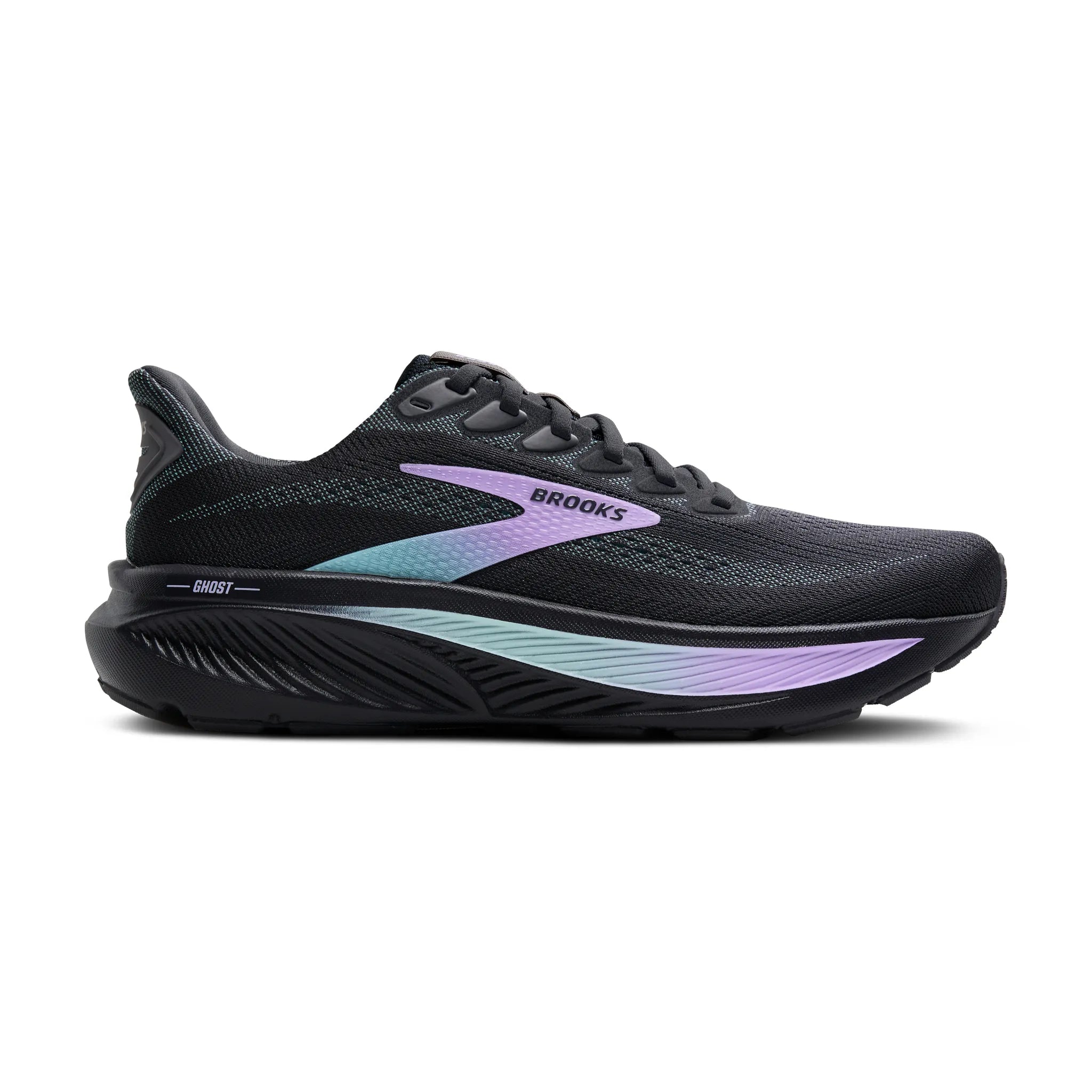 Women's Brooks Ghost 17 Road Running Shoe in Grey/Clearwater/Purple