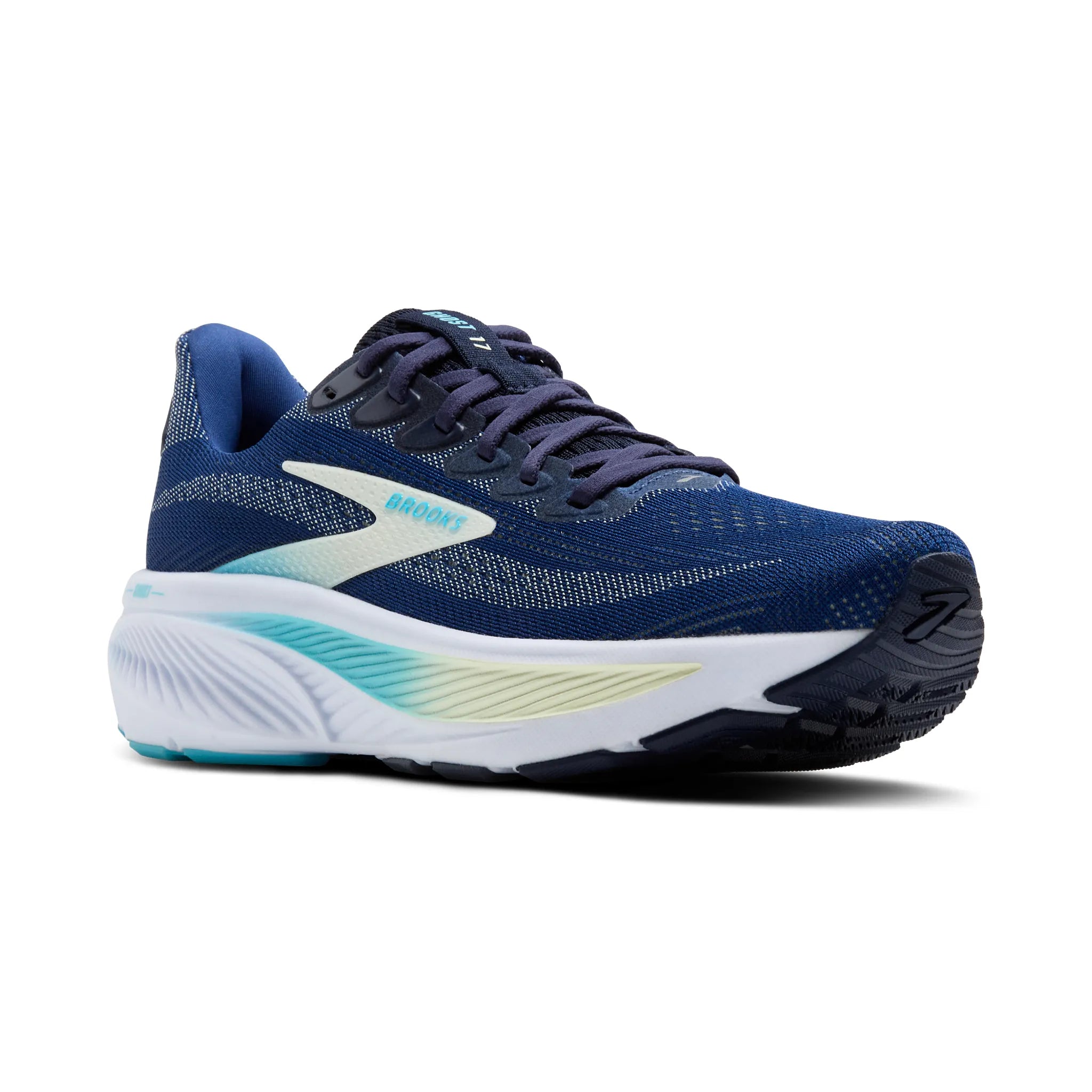 Women's Brooks Ghost 17 Road Running Shoe in Navy/Green/Turquoise