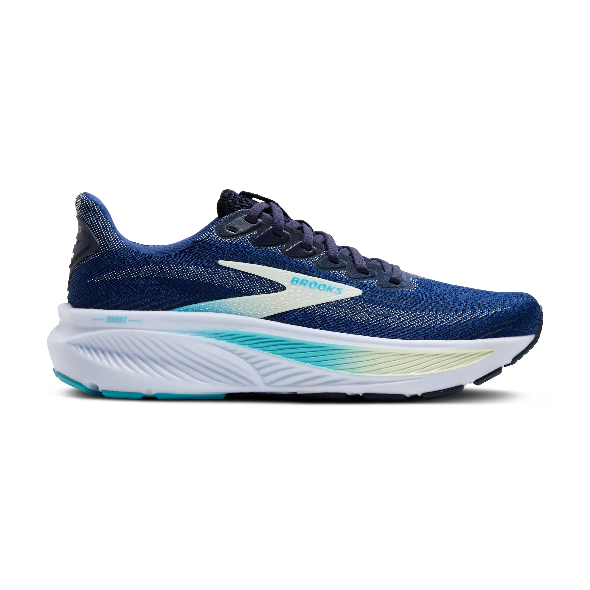 Women's Brooks Ghost 17 Road Running Shoe in Navy/Green/Turquoise