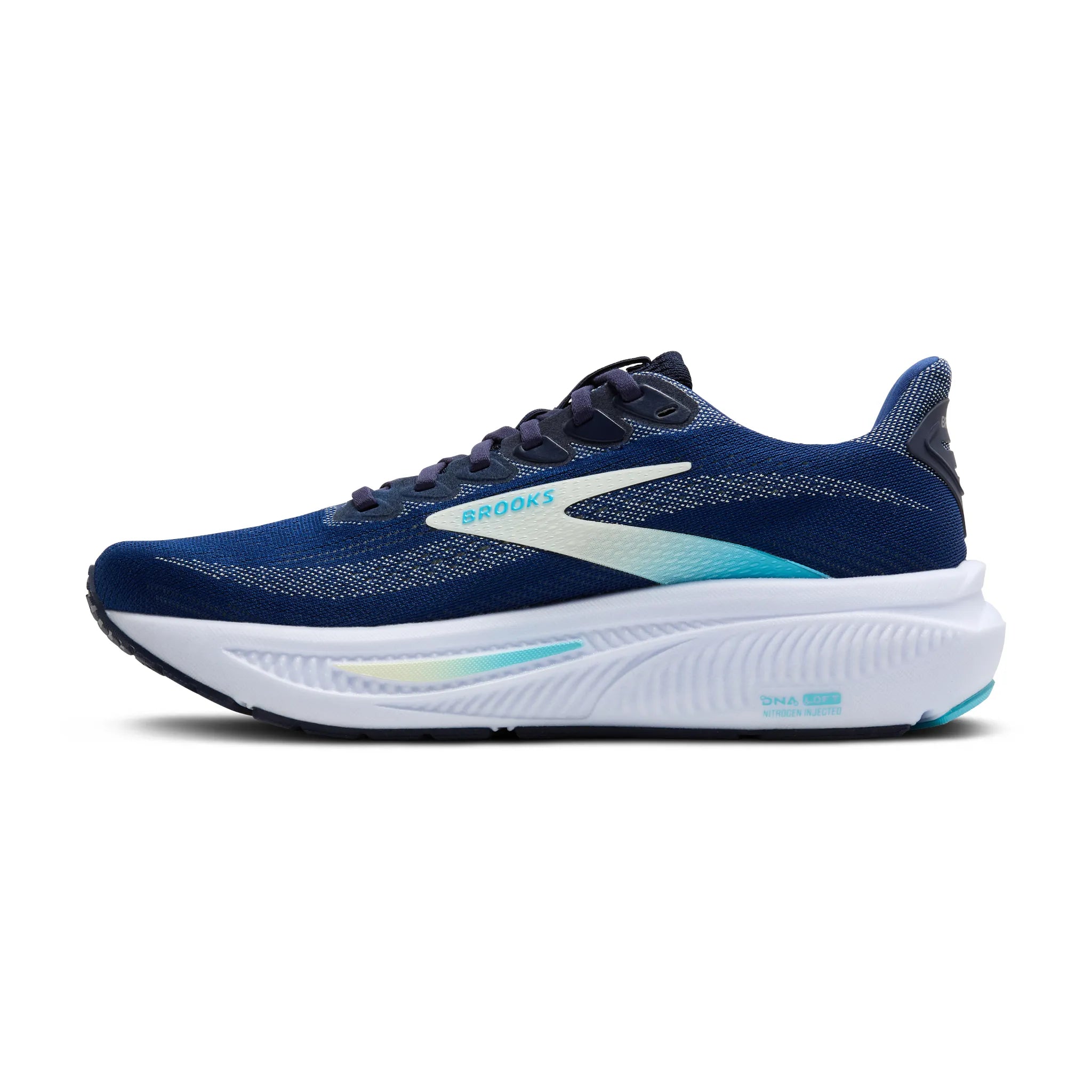 Women's Brooks Ghost 17 Road Running Shoe in Navy/Green/Turquoise