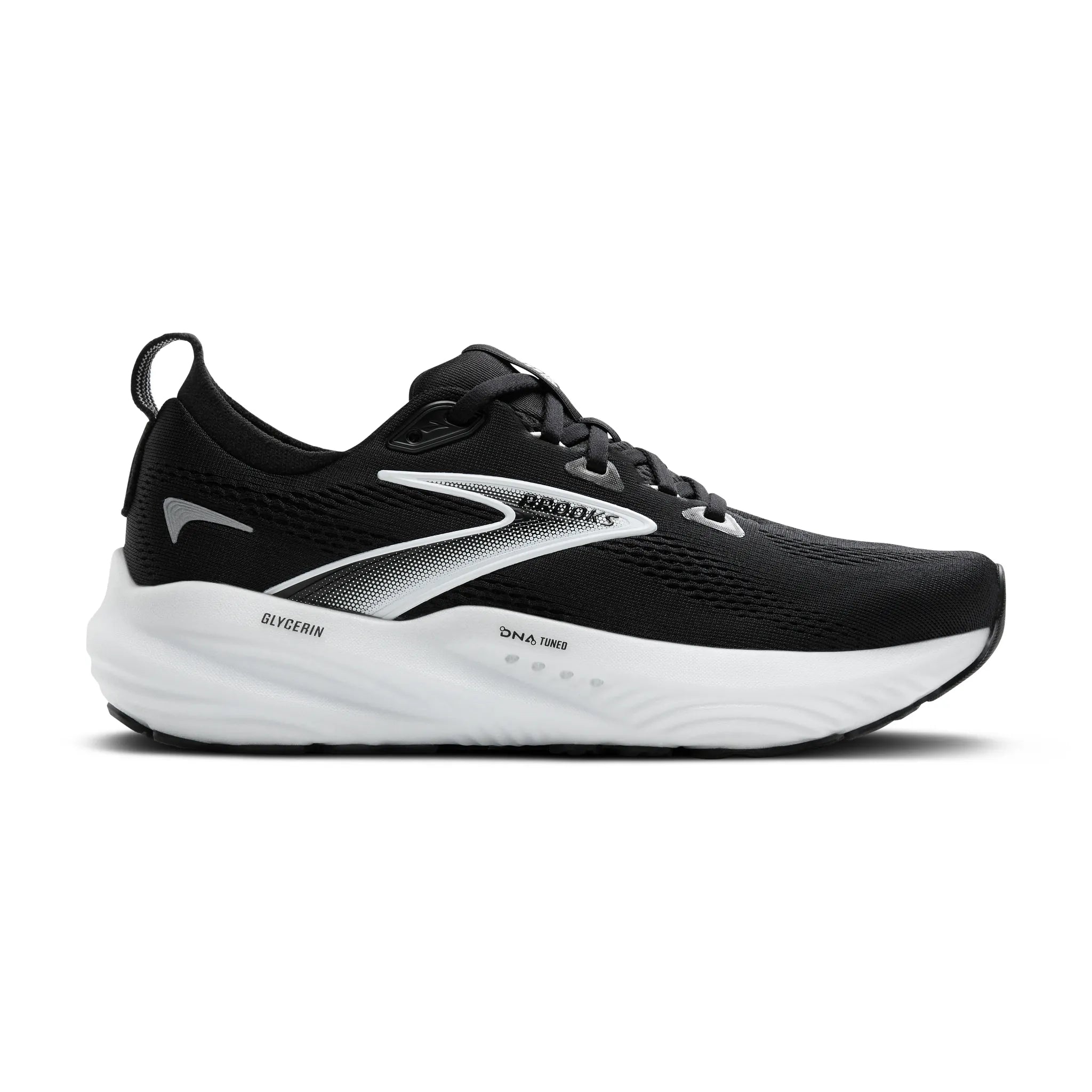 Men's Brooks Glycerin 22 Road Running Shoe in Black/Grey/White
