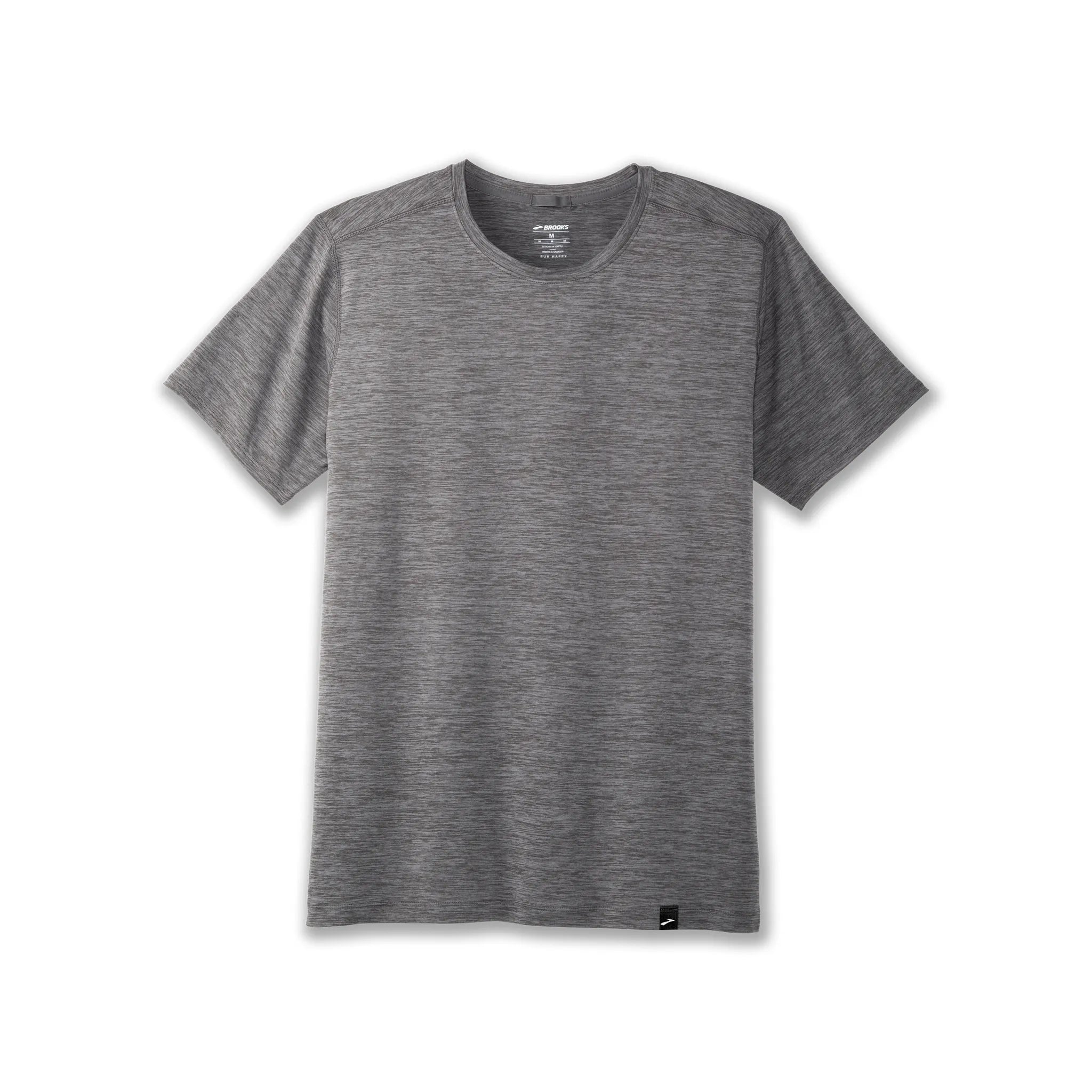 Men's Brooks Luxe Short Sleeve in Heather Charcoal