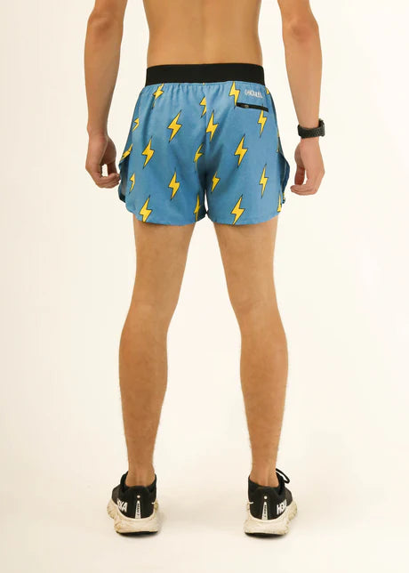 ChicknLegs Men's 4" Half Split Shorts in Blue Bolts