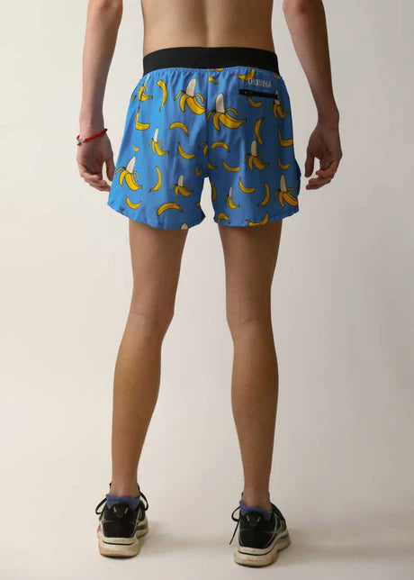 ChicknLegs Men's 4" Half Split Shorts in Blue Bananas