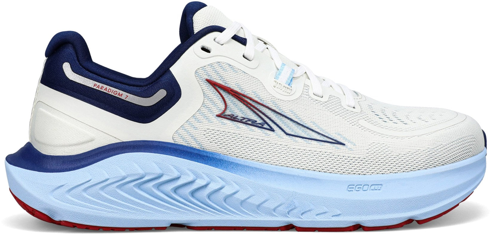 Women's Altra Paradigm 7 Road Running Shoe in White Blue