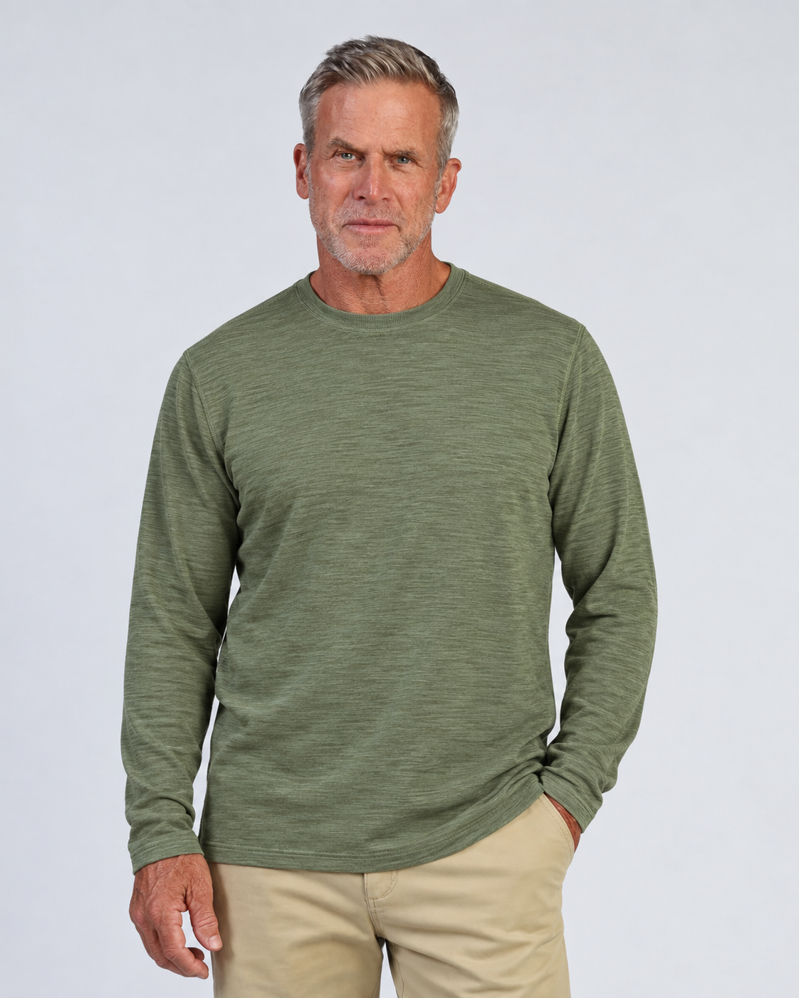 True Grit Long Sleeve Modern Crew in Agave