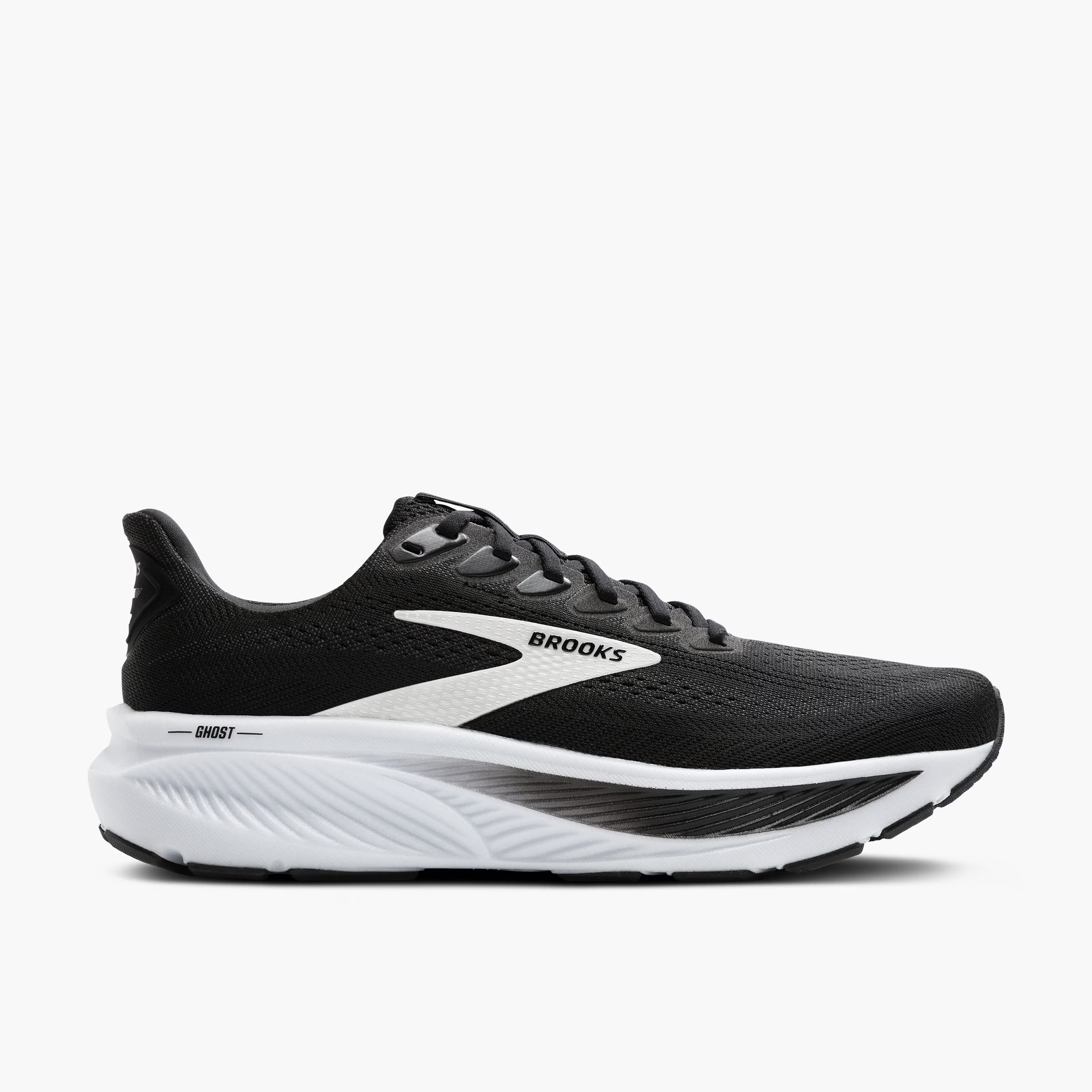 Men's Brooks Ghost 17 Road Running Shoe in Black/Grey/White