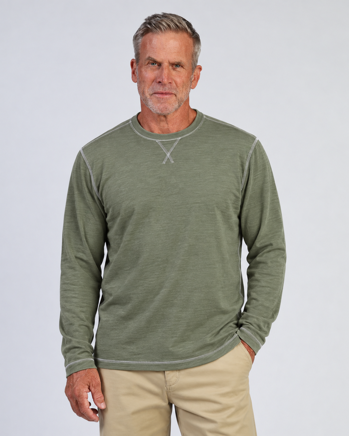 True Grit Long Sleeve Crew in Timber