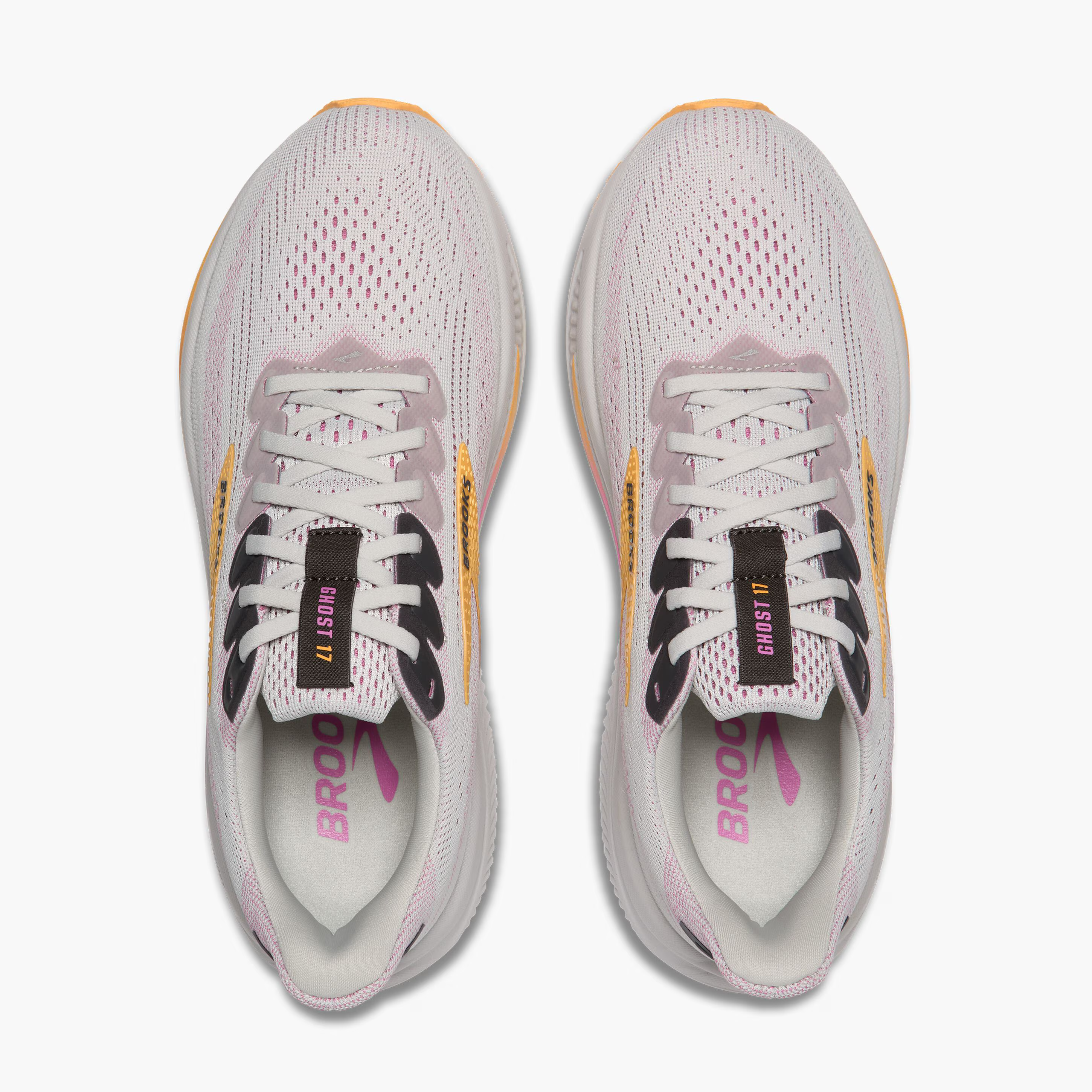 Women's Brooks Ghost 17 Road Running Shoe in Oyster/Apricot/Pink