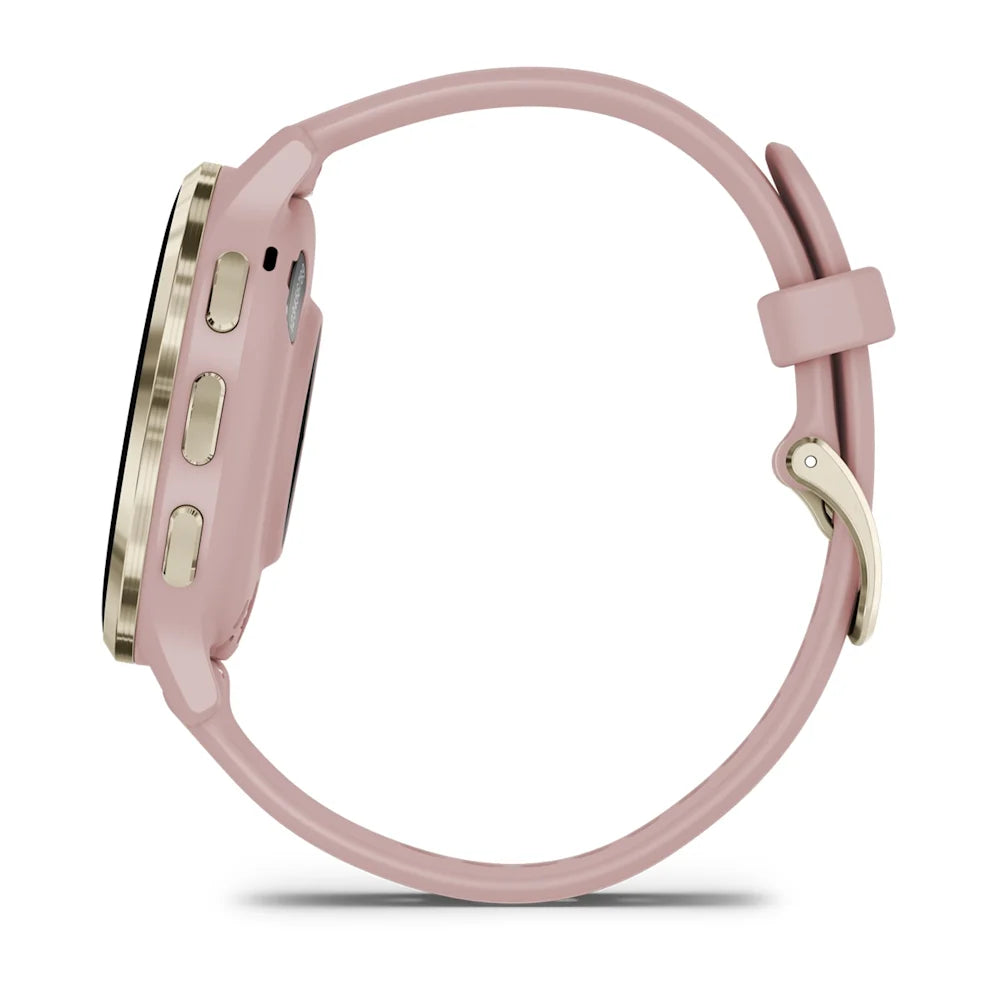 Garmin Venu® 3S Smartwatch, Soft Gold Stainless Steel Bezel with Dust Rose Case and Silicone Band