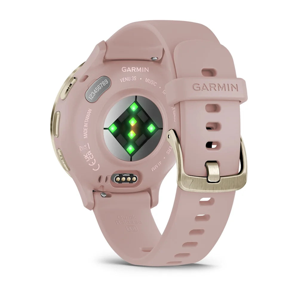 Garmin Venu® 3S Smartwatch, Soft Gold Stainless Steel Bezel with Dust Rose Case and Silicone Band