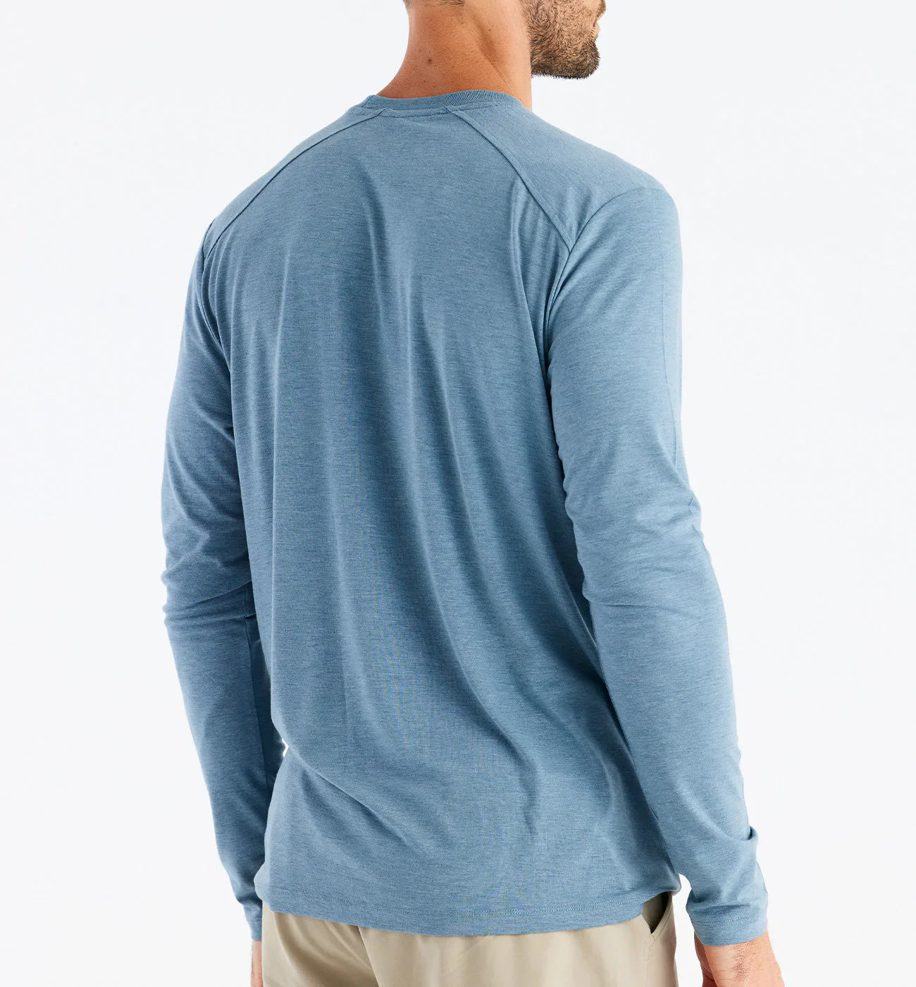 Free Fly Men's Bamboo Shade Long Sleeve in Heather Slate Blue