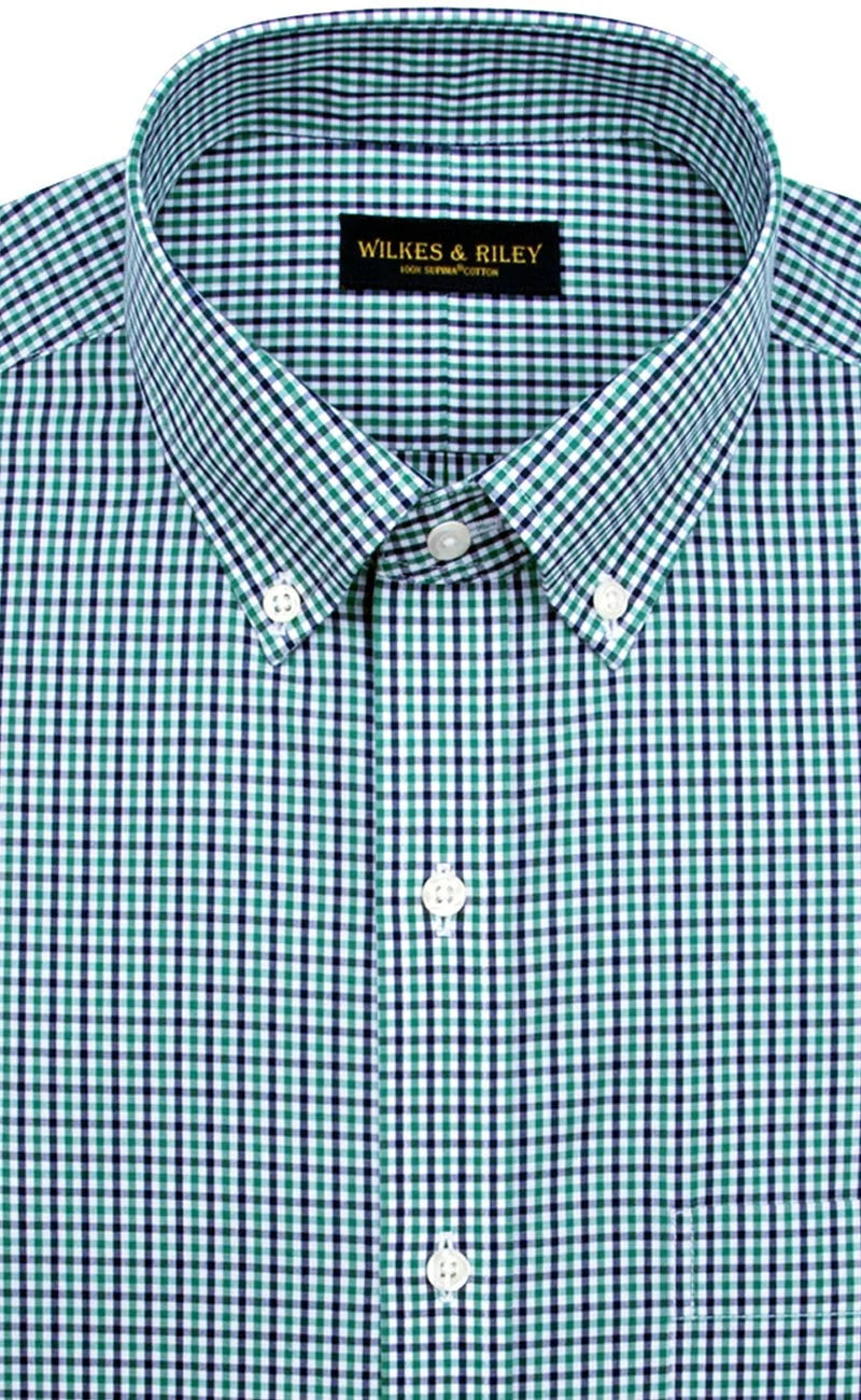 Wilkes & Riley Navy and Green Check Button Down Collar Sport Shirt