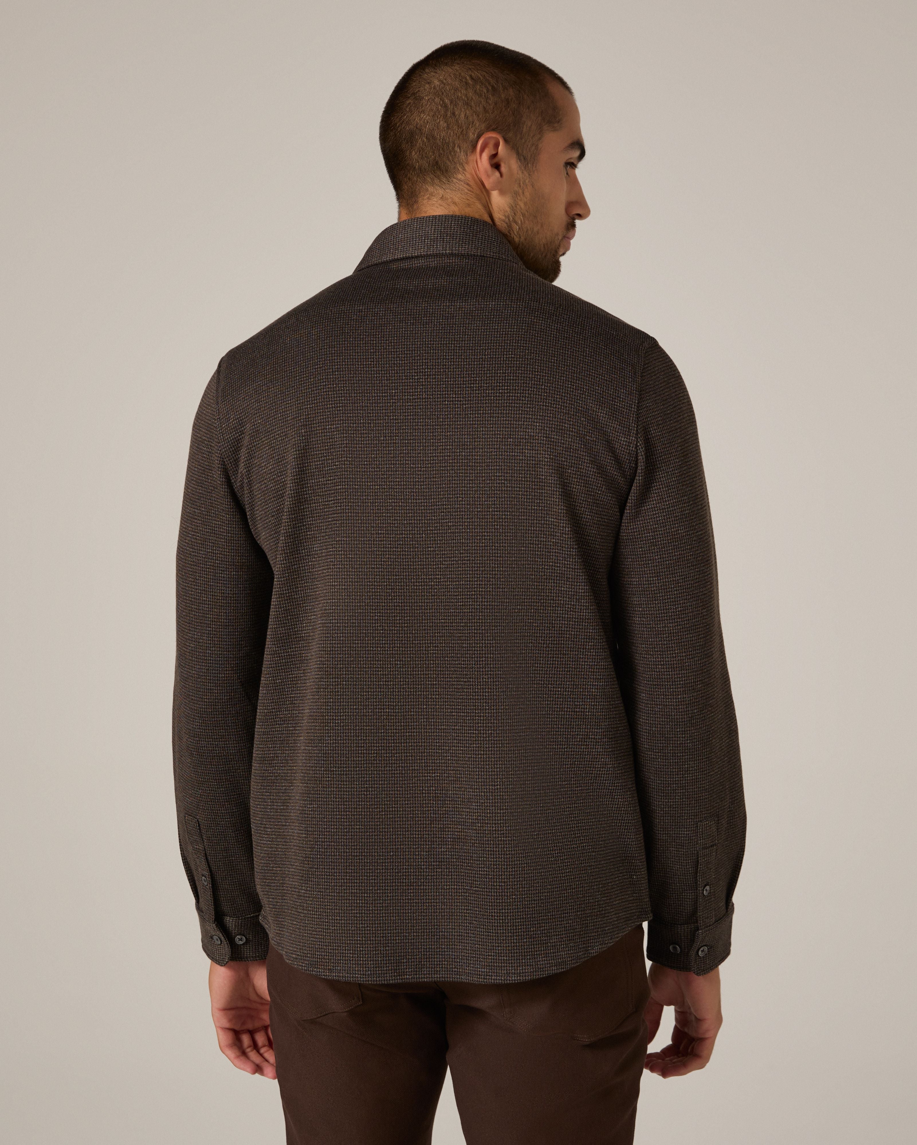 7DIAMONDS Generation™ Houndstooth Knit Shirt in Chocolate