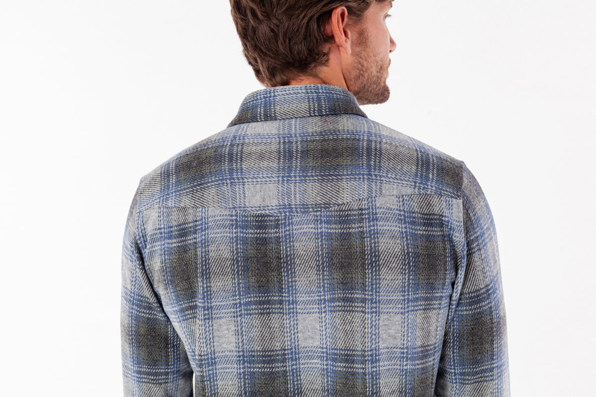 Criquet Chill Knit Pearl Snap in Billy Plaid Blue