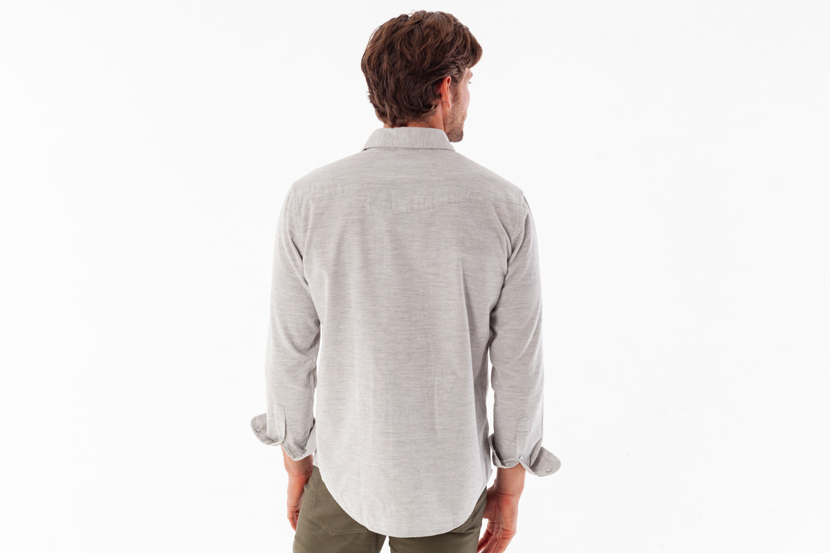 Criquet Corduroy Pearl Snap in Heather Gray